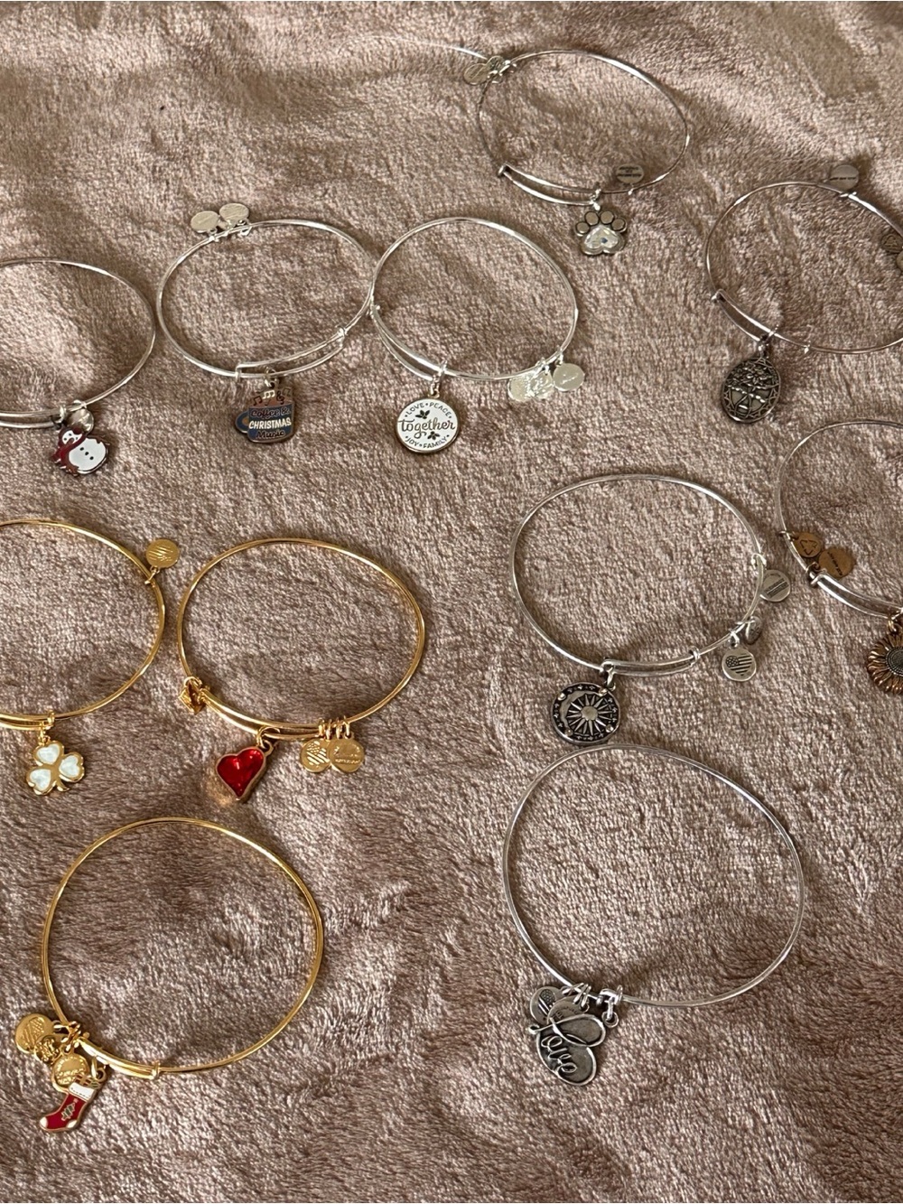 Alex and Ani Gold and Silver Charm Bangle Bracelet Lot